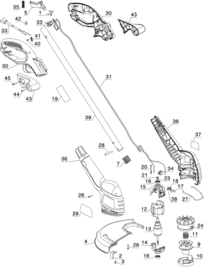 Page A Diagram and Parts List for ST4550-AR 1 Black and Decker Trimmer